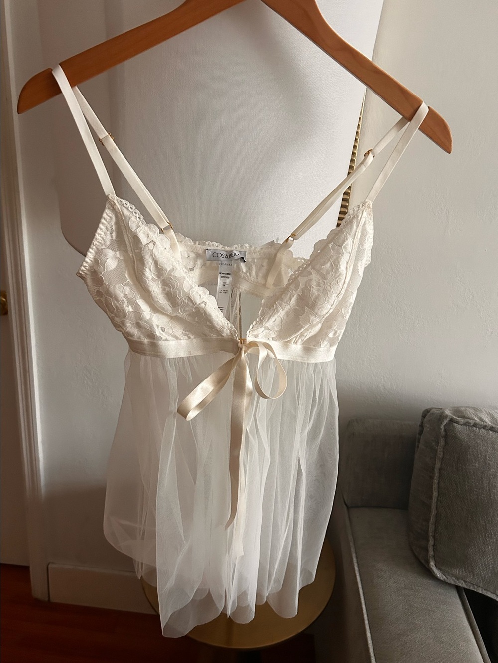 Cosabella White Babydoll Tulle Size M Bridal Y2K Fairy Angelcore Balletcore